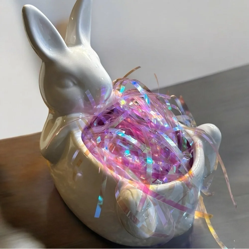 White Ceramic Bunny Decorative Bowl candy dish